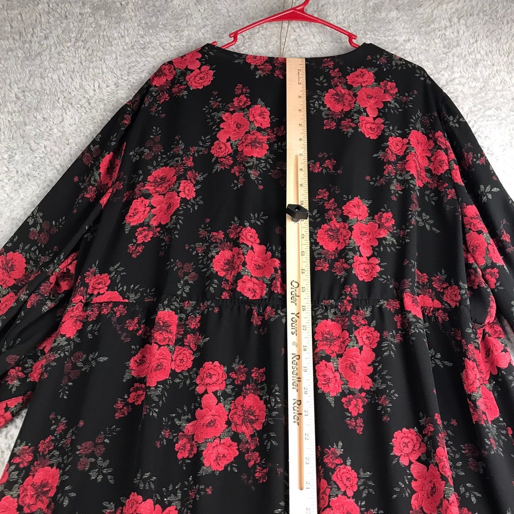 Torrid Faux-Wrap Hi-Low Chiffon Dress Womens 4X Black Red Floral Dark Romantic - Picture 5 of 9